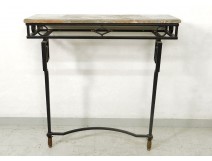 Console Art Deco wrought iron top marble geometric decoration 1940 20th century