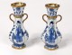 Pair small vases China porcelain white-blue women flowers Kangxi XVIII