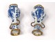 Pair small vases China porcelain white-blue women flowers Kangxi XVIII