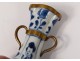 Pair small vases China porcelain white-blue women flowers Kangxi XVIII