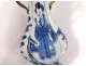 Pair small vases China porcelain white-blue women flowers Kangxi XVIII