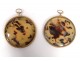 Pair small round frames Bakelite imitation tortoiseshell gilded brass XXth