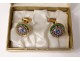 Pair crystal cufflinks Saint-Louis millefiori gilt metal XXth