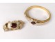 Gold plated bracelet 18K gold enamelled garnet Napoleon III gold XIXth