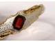 Gold plated bracelet 18K gold enamelled garnet Napoleon III gold XIXth