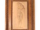 Sculpture low-relief terracotta woman nude nymph Mansini wood frame XIX