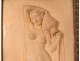 Sculpture low-relief terracotta woman nude nymph Mansini wood frame XIX