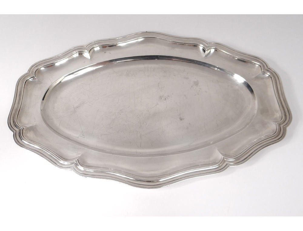 Grand plat argent massif Minerve orfèvre Puiforcat 1358gr silver XIXème