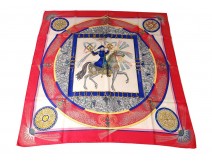 Square silk scarf Hermès Paris Grand Apparat horses 90cm Vintage J.Eudes