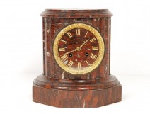 Pendulum column column fluted red marble Emile Colin &amp; Cie clock XIX