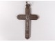 Cross of communion pendant silver solid Mane Nobiscum chalice church XIXth century