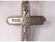 Cross of communion pendant silver solid Mane Nobiscum chalice church XIXth century