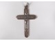 Cross of communion pendant silver solid Mane Nobiscum chalice church XIXth century