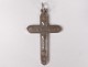 Cross of communion pendant silver solid Mane Nobiscum chalice church XIXth century