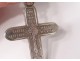 Cross of communion pendant silver solid Mane Nobiscum chalice church XIXth century