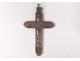 Cross of communion pendant silver solid Mane Nobiscum chalice church XIXth century