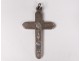 Cross of communion pendant silver solid Mane Nobiscum chalice church XIXth century