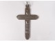 Cross of communion pendant silver solid Mane Nobiscum chalice church XIXth century