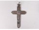 Cross of communion pendant silver solid Mane Nobiscum chalice church XIXth century