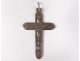 Cross of communion pendant silver solid Mane Nobiscum chalice church XIXth century