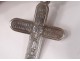 Cross of communion pendant silver solid Mane Nobiscum chalice church XIXth century