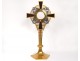 Monstrance monstrance gilded brass Art Deco cross church communion XXth century