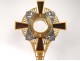 Monstrance monstrance gilded brass Art Deco cross church communion XXth century