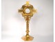 Monstrance monstrance gilded brass Art Deco cross church communion XXth century