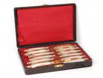 12 dessert knives nacre silver vermeil Minerve goldsmith Puiforcat XIXth