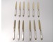 12 dessert knives nacre silver vermeil Minerve goldsmith Puiforcat XIXth