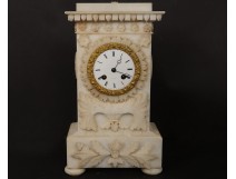 Pendulum bollard alabaster flowers foliage sun Napoleon III clock XIXth c.