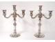 Pair candelabra 4 fires silver solid Minerva goldsmith Tetard Brothers XXème