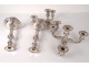 Pair candelabra 4 fires silver solid Minerva goldsmith Tetard Brothers XXème