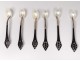 6 caviar spoons carved horn mother of pearl silver metal spoons 19th century