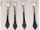 6 caviar spoons carved horn mother of pearl silver metal spoons 19th century