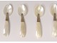 6 caviar spoons carved horn mother of pearl silver metal spoons 19th century