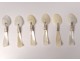 6 caviar spoons carved horn mother of pearl silver metal spoons 19th century