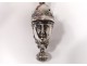 Sterling silver pipe head character man helmet bird soldier nineteenth century