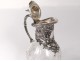 Ewer crystal cut silver metal cherubs flowers Art Nouveau XIXth