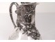 Ewer crystal cut silver metal cherubs flowers Art Nouveau XIXth