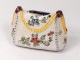 Piggy bank faience Desfour Fourmaintraux handbag flowers nineteenth century