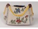 Piggy bank faience Desfour Fourmaintraux handbag flowers nineteenth century