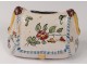 Piggy bank faience Desfour Fourmaintraux handbag flowers nineteenth century