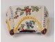 Piggy bank faience Desfour Fourmaintraux handbag flowers nineteenth century