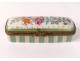 Small pill box porcelain Limoges flowers brass gilding twentieth century