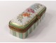 Small pill box porcelain Limoges flowers brass gilding twentieth century