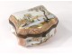 Small pill box porcelain Limoges flowers brass gilding twentieth century