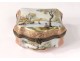 Small pill box porcelain Limoges flowers brass gilding twentieth century