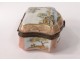 Small pill box porcelain Limoges flowers brass gilding twentieth century