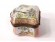 Small pill box porcelain Limoges flowers brass gilding twentieth century